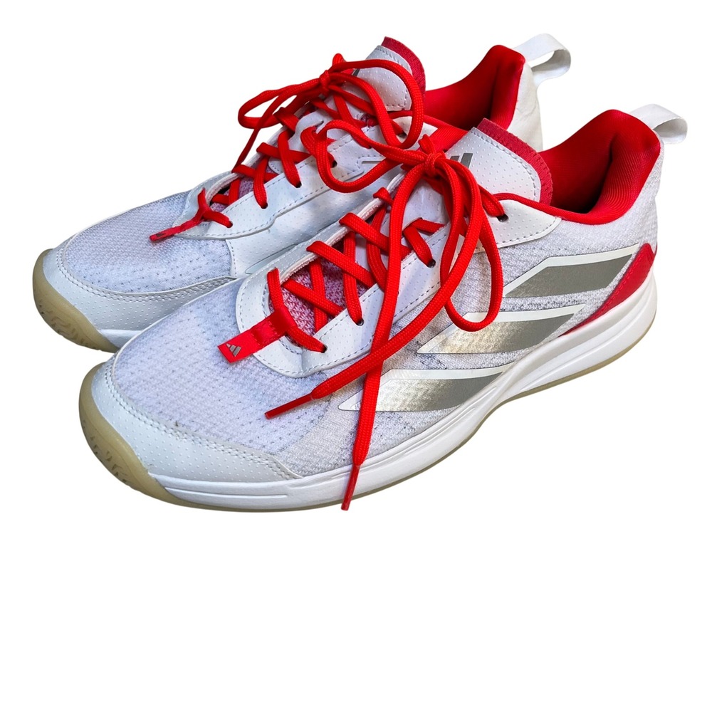 adidas White Silver Red Athletic Shoes